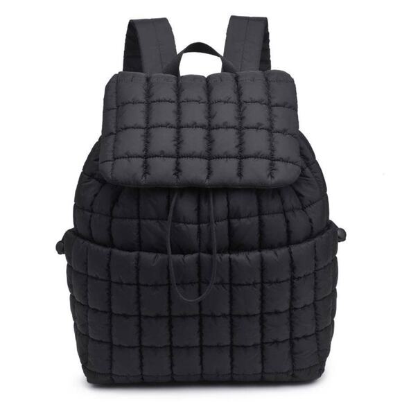 Alex Black Nylon Quilted Puffer Backpack - Picture 1 of 8